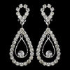 Stunning Silver Clear Crystal Double Loop Bridal Wedding Earrings 25249