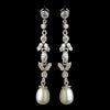 Stunning Cubic Zirconia Crystal & Pearl Drop Bridal Wedding Earrings E 2525