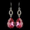 Silver Fuchsia & Clear CZ Crystal Drop Bridal Wedding Earrings 25285