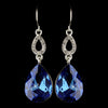 Silver Sapphire & Clear CZ Crystal Drop Bridal Wedding Earrings 25285