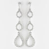 Silver Clear Three Tiered Tear Drop Rhinestone Bridal Wedding Earrings 25301