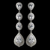 Rhodium Clear Oval & Teardrop Encrusted Pave CZ Crystal Bridal Wedding Earrings 256