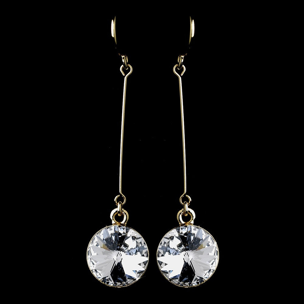 Elegant Gold Clear Crystal Drop Bridal Wedding Earrings 25729