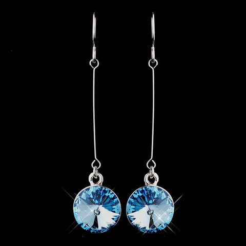 Elegant Silver Aqua Crystal Drop Bridal Wedding Earrings 25729