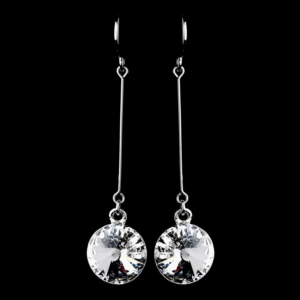 Elegant Silver Clear Crystal Drop Bridal Wedding Earrings 25729