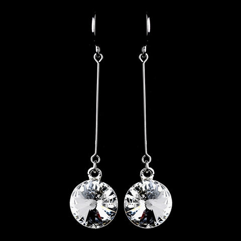 Elegant Silver Clear Crystal Drop Bridal Wedding Earrings 25729