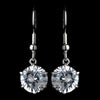 Silver Clear CZ Solitaire Crystal Drop Earring On Hook Bridal Wedding Earrings 25748