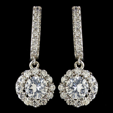 Child's Rhodium Clear Petite CZ Crystal Solitaire Encrusted Drop Bridal Wedding Earrings 2641