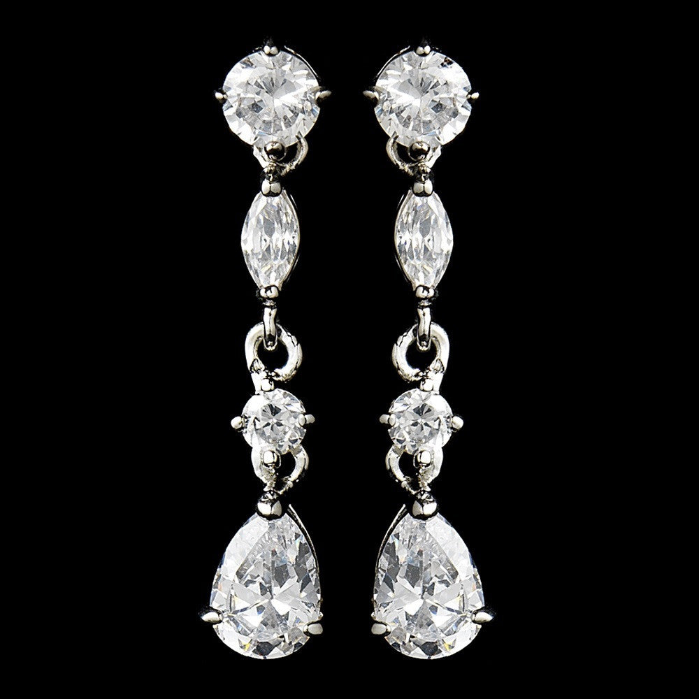 Crystal Cubic Zirconia Bridal Wedding Earrings E 2656