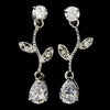 Silver Cubic Zirconia Drop and Vine Bridal Wedding Earrings E 2657