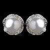 Silver White Pearl Rondelle Bridal Wedding Earrings