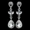 Silver Clear Rhinestone Teardrop Drop Dangle Bridal Wedding Earrings 26600
