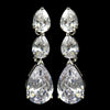 Classy Cubic Zirconia Accented Dangle Style Silver CZ Bridal Wedding Earrings E 2770