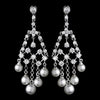 Fabulous Silver Clear CZ Chandelier Bridal Wedding Earrings w/ Pearls 2948
