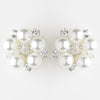 Silver White Pearl and Oval Clear Bridal Wedding Rhinestone Bridal Wedding Earrings 30007