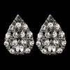 Silver Smoked & Clear or Silver Black & ClearTear Drop Rhinestone Bridal Wedding Stud Bridal Wedding Earrings 30013