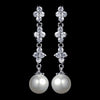 Beautiful Silver Clear CZ Bridal Wedding Earrings w/ Pearl Drop 3093