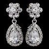 Delightful Silver Clear CZ Floral Bridal Wedding Earrings 3096