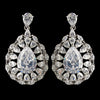 Rhodium Clear CZ Crystal Teardrop Bridal Wedding Earrings 3118