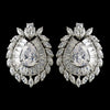 Rhodium CZ Crystal French Bridal Wedding Hair Clip Pierced Stud Bridal Wedding Earrings 3238