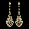 Gold Clear CZ Crystal Vintage Bridal Wedding Earrings 3530