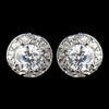 Silver Clear Pave Encrusted CZ Solataire Stud Bridal Wedding Earrings 3553