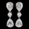 Silver Clear CZ Crystal Dangle Tear Drop Bridal Wedding Earrings 3606