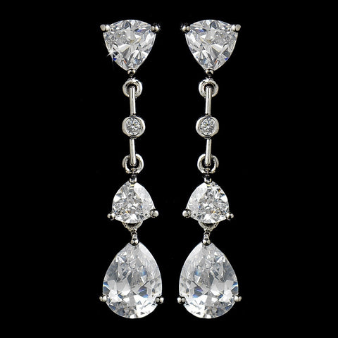 Silver Cubic Zirconia Drop Bridal Wedding Earrings E3609