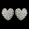 Lovely Silver Clear Pave Stud Heart Bridal Wedding Earrings 3675