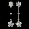 Charming Antique Silver Clear CZ Flower Bridal Wedding Earrings 3677