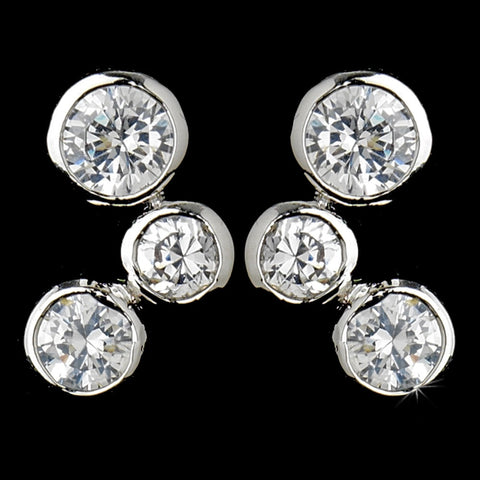 Antique Silver Clear CZ Earring 3807