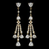 Shimmering Gold Cubic Zirconia Chandelier Bridal Wedding Earrings 3809