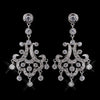 Antique Silver Clear Rhodium Chandelier CZ Bridal Wedding Earrings 3836