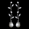 Silver Clear CZ & Pearl Vine earring 4013