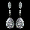 Silver Clear CZ Crystal Marquise & Teardrop Bridal Wedding Earrings 40261