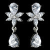 Silver Clear CZ Teardrop Crystal Dangle Bridal Wedding Earrings 40466