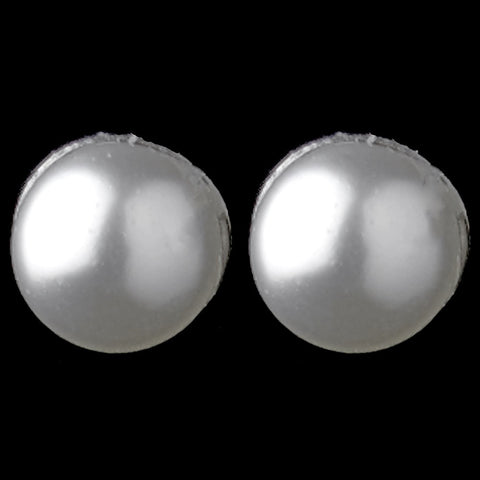3 mm Dainty White Faux Pearl Stud Bridal Wedding Earrings in Silver 405