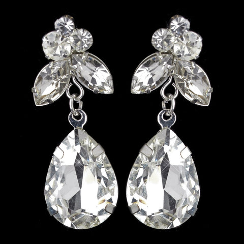 Silver Clear Teardrop & Marquise CZ Crystal Dangle Bridal Wedding Earrings 40564