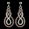 Silver Pink & AB Rhinestone Twist Drop Bridal Wedding Earrings 40667