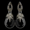 Antique Silver Black Rhinestone Teardrop Dangle Bridal Wedding Earrings 40697