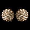 Silver Champagne Pave Ball Encrusted Bridal Wedding Earrings 40721