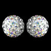 Silver White AB Pave Ball Encrusted Bridal Wedding Earrings 40721
