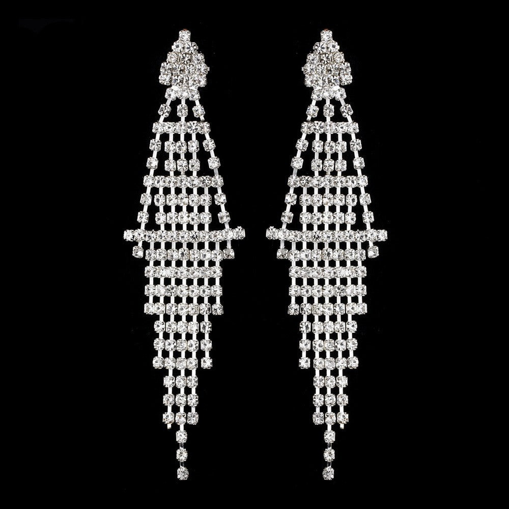 Captivating Silver Chandelier Bridal Wedding Earrings E 410