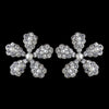 Silver White Pearl & Rhinestone Flower Stud Bridal Wedding Earrings 4106