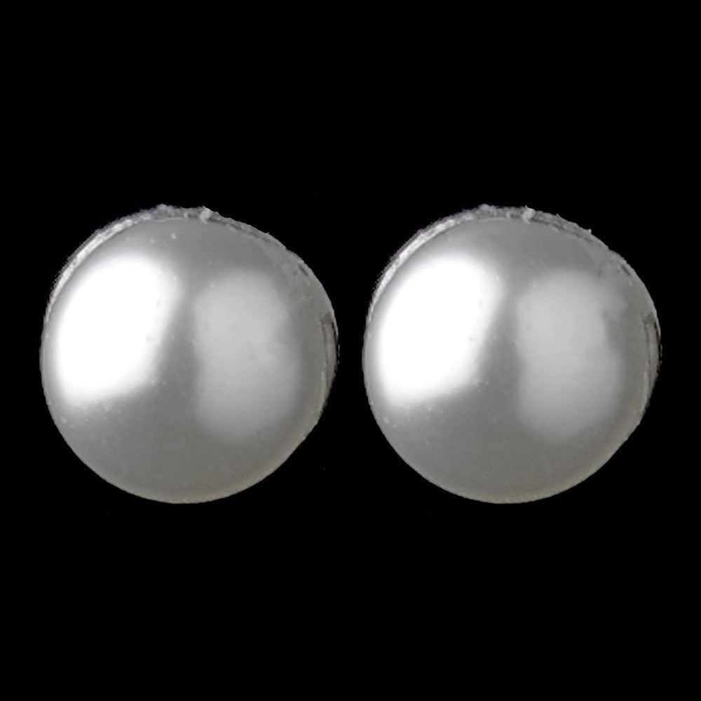 Silver White Pearl Bridal Wedding Earrings 41231
