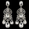 CZ Crystal & Rhinestone Rhodium Chandelier Bridal Wedding Earrings 4140