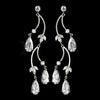 Antique Rhodium Silver Clear CZ Crystal Drop Bridal Wedding Earrings 4715