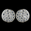 Antique Silver Clear CZ Crystal Pave Stud Bridal Wedding Earrings 4741
