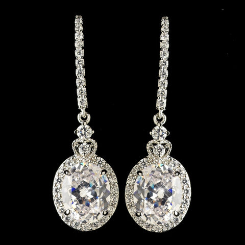 Rhodium Clear CZ Crystal Drop Bridal Wedding Earrings 4820