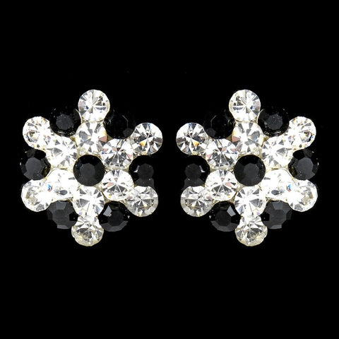 Black Crystal Cluster Bridal Wedding Hair Clip On Bridal Wedding Earrings E 500